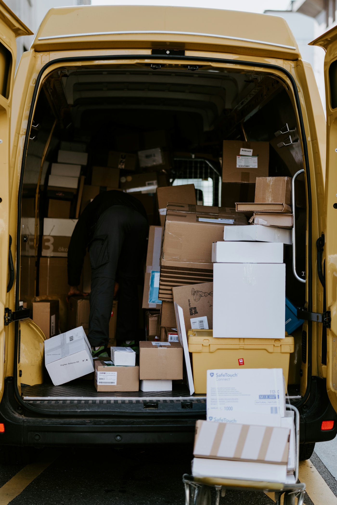 Stacked cardboard shipping boxes ready for dispatch